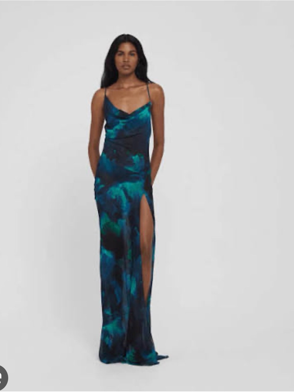 Rat & Boa Teal and Navy Watercolor Maxi Dress